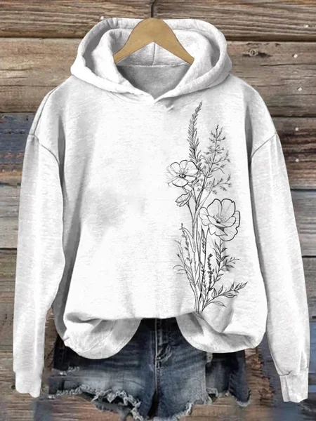 Women's Spring Floral Print Casual Long Sleeve Hoodie, White, Hoodies&Sweatshirts
Women's Spring Floral Print Casual Long Sleeve Hoodie, White, Hoodies&Sweatshirts