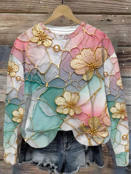 Women's Crew Neck Floral Printing Casual Spring/Fall Long Sleeve Sweatshirt, As picture, Sweatshirts & Hoodies
Women's Crew Neck Floral Printing Casual Spring/Fall Long Sleeve Sweatshirt, As picture, Sweatshirts & Hoodies