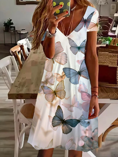 Women's Floral Spring Print Casual Short Sleeve V-Neck Dress, As picture, Dresses
Women's Floral Spring Print Casual Short Sleeve V-Neck Dress, As picture, Dresses
