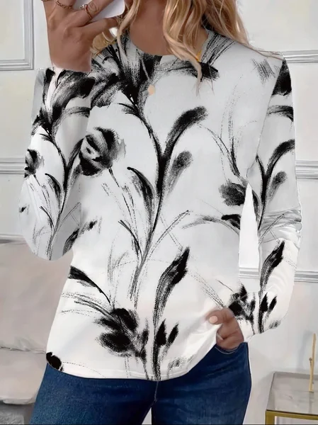 Women's Long Sleeve Tee T-shirt Spring/Fall Floral Printing Crew Neck Casual Graphic Tee Top, White, T-Shirts
Women's Long Sleeve Tee T-shirt Spring/Fall Floral Printing Crew Neck Casual Graphic Tee Top, White, T-Shirts