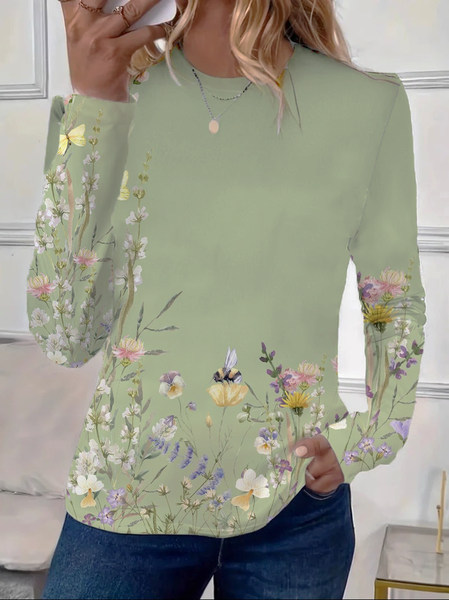 Women's Long Sleeve Tee T-shirt Spring/Fall Floral Printing Crew Neck Casual Graphic Tee Top, Green, T-Shirts
Women's Long Sleeve Tee T-shirt Spring/Fall Floral Printing Crew Neck Casual Graphic Tee Top, Green, T-Shirts