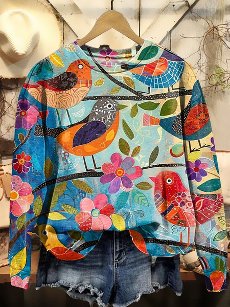 Women's Vintage Art Bird Floral Print Sweatshirt, As picture, Hoodies&Sweatshirts
Women's Vintage Art Bird Floral Print Sweatshirt, As picture, Hoodies&Sweatshirts