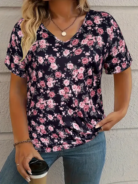 Women's Floral Short Sleeve Tee T-shirt V Neck Printing Casual Summer Graphic Tee Top, As picture, T-Shirts
Women's Floral Short Sleeve Tee T-shirt V Neck Printing Casual Summer Graphic Tee Top, As picture, T-Shirts
