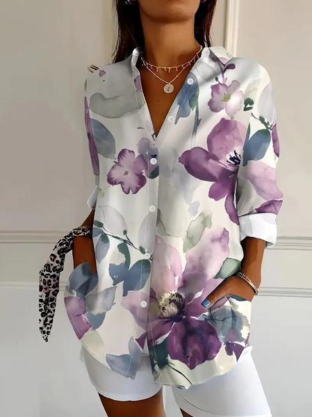 Women's Floral Long Sleeve Shirt Spring/Fall Buckle Shirt Collar Daily Casual Top, As picture, Shirts
Women's Floral Long Sleeve Shirt Spring/Fall Buckle Shirt Collar Daily Casual Top, As picture, Shirts
