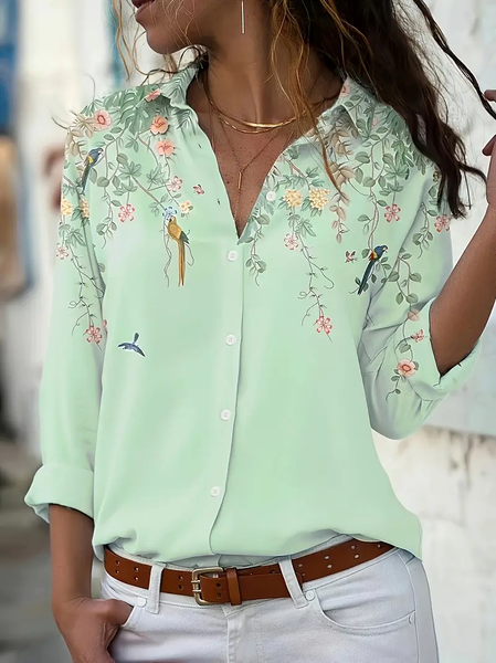 Women's Floral Long Sleeve Shirt Spring/Fall Printing Shirt Collar Daily Casual Top, Green, Shirts
Women's Floral Long Sleeve Shirt Spring/Fall Printing Shirt Collar Daily Casual Top, Green, Shirts