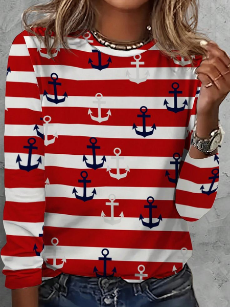 Women's Striped Long Sleeve Tee T-shirt Crew Neck Printing Casual Spring/Fall Graphic Tee Top, Red, T-Shirts
Women's Striped Long Sleeve Tee T-shirt Crew Neck Printing Casual Spring/Fall Graphic Tee Top, Red, T-Shirts