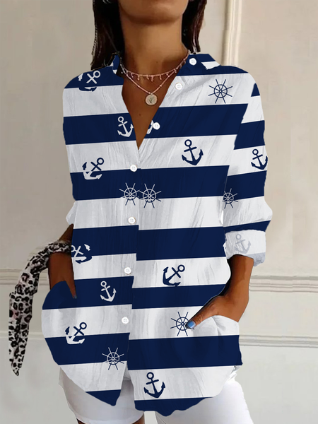 Women's Striped Long Sleeve Shirt Spring/Fall Buckle Shirt Collar Daily Casual Top, As picture, Shirts
Women's Striped Long Sleeve Shirt Spring/Fall Buckle Shirt Collar Daily Casual Top, As picture, Shirts