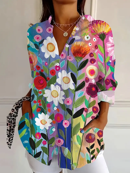 Women's Long Sleeve Shirt Spring/Fall As Picture Floral Buckle Shirt Collar Daily Going Out Casual Top, Blouses
Women's Long Sleeve Shirt Spring/Fall As Picture Floral Buckle Shirt Collar Daily Going Out Casual Top, Blouses