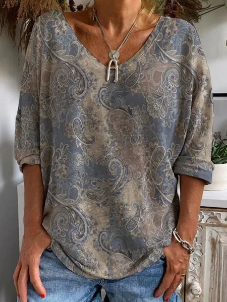 Women's Floral Long Sleeve Tee T-shirt V Neck Printing Casual Spring/Fall Graphic Tee Top, Blue, T-Shirts
Women's Floral Long Sleeve Tee T-shirt V Neck Printing Casual Spring/Fall Graphic Tee Top, Blue, T-Shirts