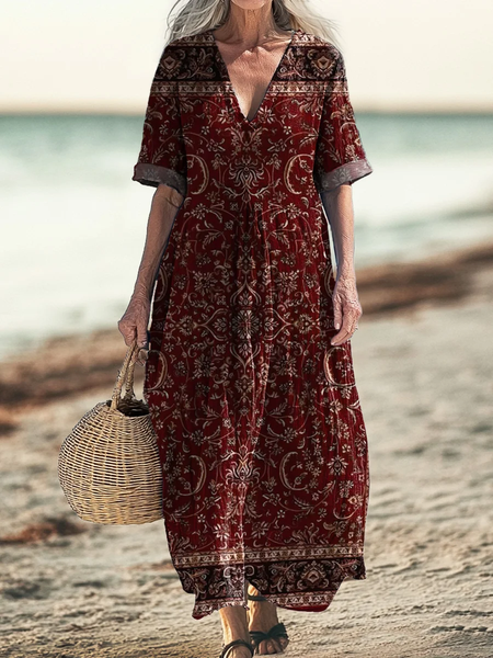 Women's Vintage Ethnic Tattoo Pattern Art Print Pocket Cotton Dresses, Red, Dresses
Women's Vintage Ethnic Tattoo Pattern Art Print Pocket Cotton Dresses, Red, Dresses