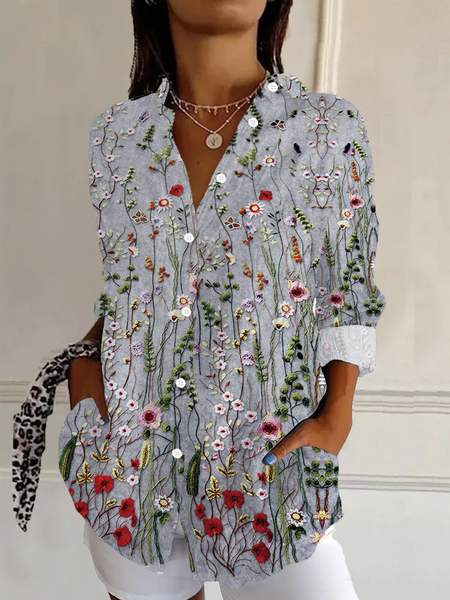 Women's Floral Long Sleeve Shirt Spring/Fall Buckle Shirt Collar Daily Casual Top, Gray, Shirts
Women's Floral Long Sleeve Shirt Spring/Fall Buckle Shirt Collar Daily Casual Top, Gray, Shirts