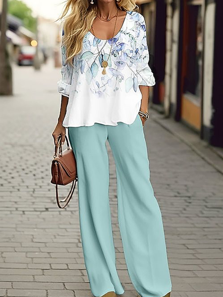 Women Floral Crew Neck Long Sleeve Comfy Casual Printing Top With Pants Two-Piece Set, Green, Sets
Women Floral Crew Neck Long Sleeve Comfy Casual Printing Top With Pants Two-Piece Set, Green, Sets