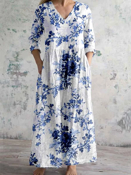 Women's Floral Long Sleeve Spring/Fall Printing Dress V Neck Daily Casual Maxi T-Shirt Dress A-Line Dress, White, Casual Dresses
Women's Floral Long Sleeve Spring/Fall Printing Dress V Neck Daily Casual Maxi T-Shirt Dress A-Line Dress, White, Casual Dresses