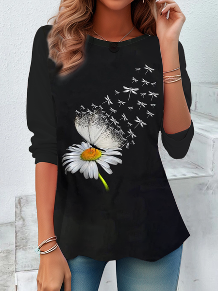 Women's Floral Long Sleeve Tee T-shirt Crew Neck Casual Spring/Fall Graphic Tee Top, Black, T-Shirts
Women's Floral Long Sleeve Tee T-shirt Crew Neck Casual Spring/Fall Graphic Tee Top, Black, T-Shirts