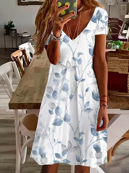 Women's Floral Short Sleeve Summer Printing Dress V Neck Daily Casual Knee Length T-Shirt Dress H-Line Dress, White, Casual Dresses
Women's Floral Short Sleeve Summer Printing Dress V Neck Daily Casual Knee Length T-Shirt Dress H-Line Dress, White, Casual Dresses