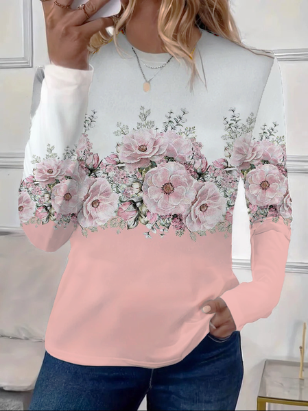 Women's Floral Long Sleeve Tee T-shirt Crew Neck Printing Casual Spring/Fall Graphic Tee Top, Pink-white, T-Shirts
Women's Floral Long Sleeve Tee T-shirt Crew Neck Printing Casual Spring/Fall Graphic Tee Top, Pink-white, T-Shirts