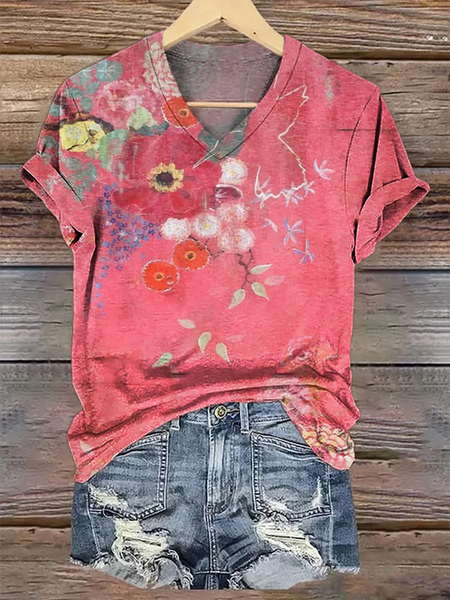 Women's Floral Short Sleeve Tee T-shirt V Neck Printing Casual Summer Graphic Tee Top, As picture, T-Shirts
Women's Floral Short Sleeve Tee T-shirt V Neck Printing Casual Summer Graphic Tee Top, As picture, T-Shirts