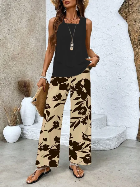Women's Floral Printing Two-Piece Set Daily Sleeveless Casual Summer Top With Pants Matching Set, As picture, Suit Set
Women's Floral Printing Two-Piece Set Daily Sleeveless Casual Summer Top With Pants Matching Set, As picture, Suit Set
