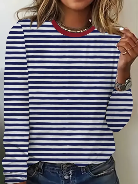 Women's Striped Long Sleeve Tee T-shirt Crew Neck Printing Casual Spring/Fall Graphic Tee Top, Blue, T-Shirts
Women's Striped Long Sleeve Tee T-shirt Crew Neck Printing Casual Spring/Fall Graphic Tee Top, Blue, T-Shirts