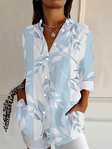 Women's Floral Long Sleeve Shirt Spring/Fall Buckle Shirt Collar Daily Casual Top, Blue-white, Shirts
Women's Floral Long Sleeve Shirt Spring/Fall Buckle Shirt Collar Daily Casual Top, Blue-white, Shirts