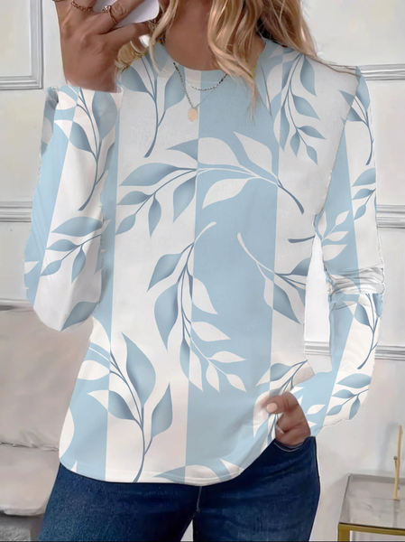 Women's Floral Long Sleeve Tee T-shirt Crew Neck Printing Casual Spring/Fall Graphic Tee Top, Blue-white, T-Shirts
Women's Floral Long Sleeve Tee T-shirt Crew Neck Printing Casual Spring/Fall Graphic Tee Top, Blue-white, T-Shirts