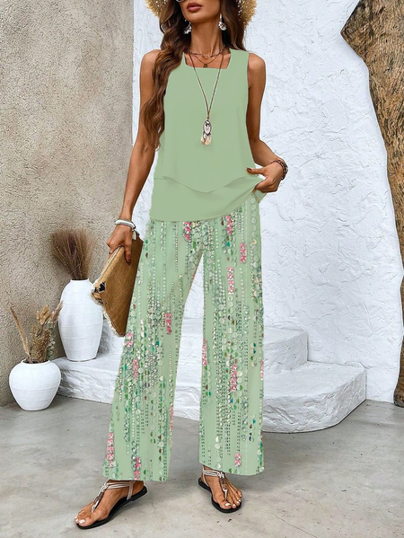 Women's Floral Spring Print Casual Tank Top Pants Two Piece Suit, Green, Two-pieces
Women's Floral Spring Print Casual Tank Top Pants Two Piece Suit, Green, Two-pieces