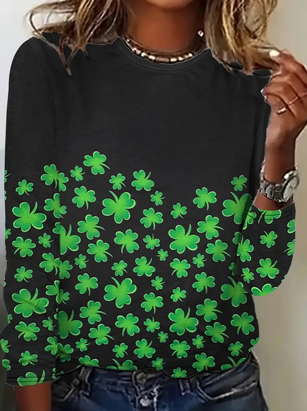 Women's Shamrock Long Sleeve Tee T-shirt Crew Neck Printing Casual Spring/Fall Graphic Tee Top, Black, T-Shirts
Women's Shamrock Long Sleeve Tee T-shirt Crew Neck Printing Casual Spring/Fall Graphic Tee Top, Black, T-Shirts