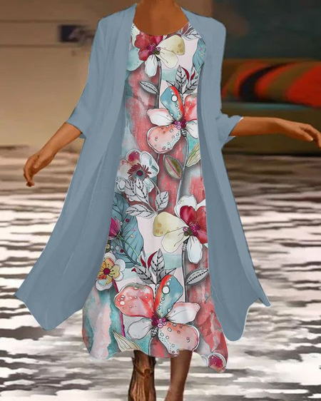 Women Floral Printing Two-Piece Set Daily Three Quarter Sleeve Casual Spring/Fall Dress With Coat Matching Set, As picture, Suit Set
Women Floral Printing Two-Piece Set Daily Three Quarter Sleeve Casual Spring/Fall Dress With Coat Matching Set, As picture, Suit Set