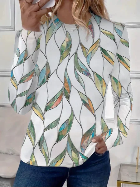 Women's Geometric Long Sleeve Tee T-shirt Crew Neck Printing Casual Spring/Fall Graphic Tee Top, White, T-Shirts
Women's Geometric Long Sleeve Tee T-shirt Crew Neck Printing Casual Spring/Fall Graphic Tee Top, White, T-Shirts