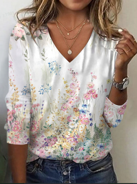 Women's Floral Long Sleeve Tee T-shirt V Neck Printing Casual Spring/Fall Graphic Tee Top, White, T-Shirts
Women's Floral Long Sleeve Tee T-shirt V Neck Printing Casual Spring/Fall Graphic Tee Top, White, T-Shirts