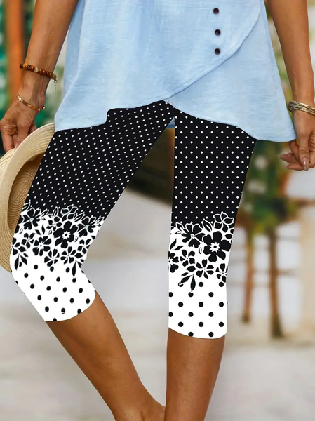 Women's Floral Capris Elastic Waist Pant Casual Summer Trousers, Black, Leggings
Women's Floral Capris Elastic Waist Pant Casual Summer Trousers, Black, Leggings