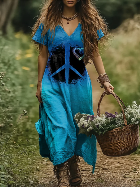 Women Geometric V Neck Short Sleeve Comfy Vintage Maxi Dress, As picture, Dresses
Women Geometric V Neck Short Sleeve Comfy Vintage Maxi Dress, As picture, Dresses
