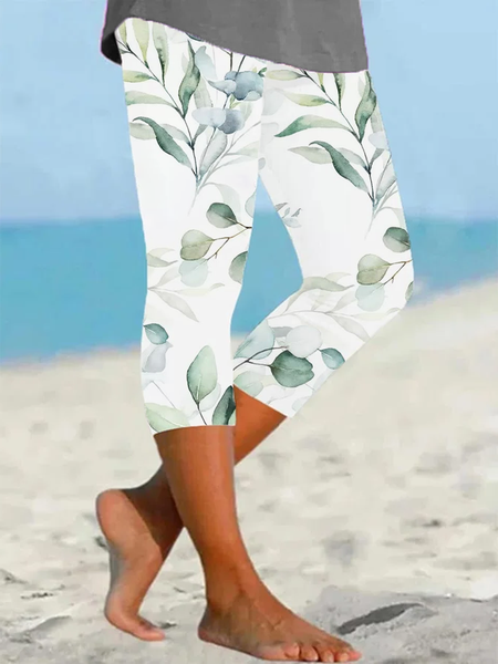 Women's Floral Capris Elastic Waist Pant Casual Summer Trousers, White, Leggings
Women's Floral Capris Elastic Waist Pant Casual Summer Trousers, White, Leggings