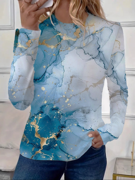 Women's Abstract Long Sleeve Tee T-shirt Crew Neck Printing Casual Spring/Fall Top, Blue, T-Shirts
Women's Abstract Long Sleeve Tee T-shirt Crew Neck Printing Casual Spring/Fall Top, Blue, T-Shirts