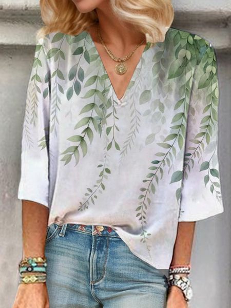 Women's Floral Three Quarter Sleeve Blouse Spring/Fall Printing V Neck Daily Casual Top, White, Blouses
Women's Floral Three Quarter Sleeve Blouse Spring/Fall Printing V Neck Daily Casual Top, White, Blouses