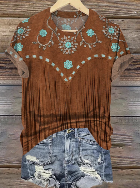 Women Geometric Short Sleeve Tee T-shirt Crew Neck Casual Summer Top, Brown, T-Shirts
Women Geometric Short Sleeve Tee T-shirt Crew Neck Casual Summer Top, Brown, T-Shirts