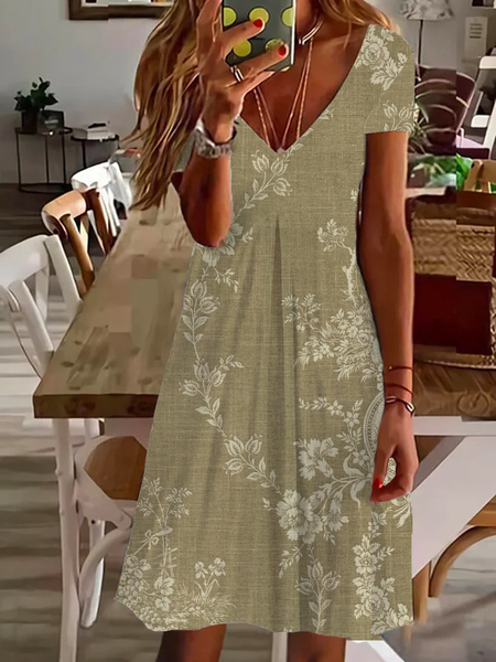 Women's Floral Short Sleeve Summer Printing Dress V Neck Daily Casual Knee Length T-Shirt Dress H-Line Dress, As picture, Casual Dresses
Women's Floral Short Sleeve Summer Printing Dress V Neck Daily Casual Knee Length T-Shirt Dress H-Line Dress, As picture, Casual Dresses
