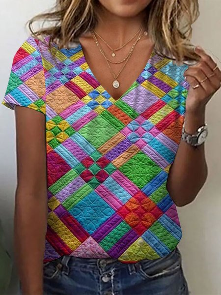 Women's Geometric Short Sleeve Tee T-shirt V Neck Printing Casual Summer Graphic Tee Top, As picture, T-Shirts
Women's Geometric Short Sleeve Tee T-shirt V Neck Printing Casual Summer Graphic Tee Top, As picture, T-Shirts