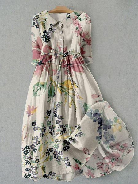 Women Floral Shirt Collar Short Sleeve Comfy Vintage Maxi Dress, As picture, Dresses
Women Floral Shirt Collar Short Sleeve Comfy Vintage Maxi Dress, As picture, Dresses