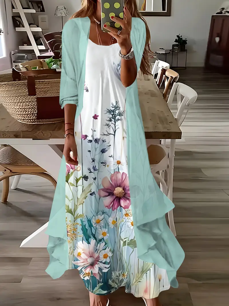 Women Floral Printing Two-Piece Set Daily Three Quarter Sleeve Casual Spring/Fall Dress With Coat Matching Set, As picture, Suit Set
Women Floral Printing Two-Piece Set Daily Three Quarter Sleeve Casual Spring/Fall Dress With Coat Matching Set, As picture, Suit Set