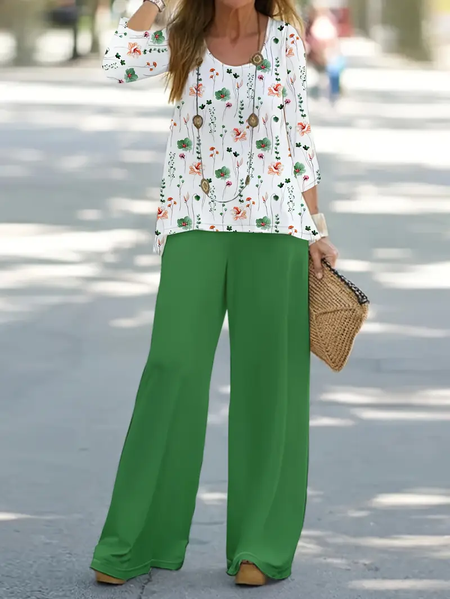 Women's Floral Printing Two-Piece Set Daily Long Sleeve Casual Spring/Fall Top With Pants Matching Set, Green, Suit Set
Women's Floral Printing Two-Piece Set Daily Long Sleeve Casual Spring/Fall Top With Pants Matching Set, Green, Suit Set