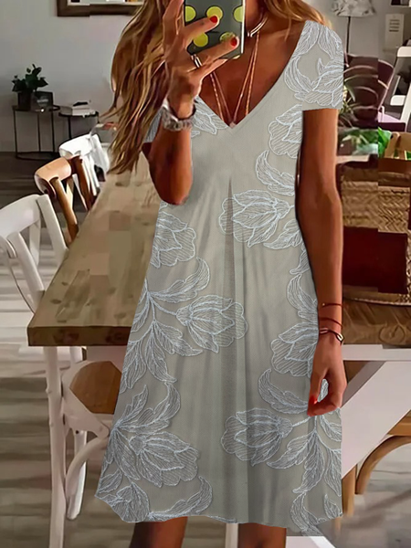 Women's Floral Short Sleeve Summer Printing Dress V Neck Daily Casual Knee Length T-Shirt Dress H-Line Dress, As picture, Casual Dresses
Women's Floral Short Sleeve Summer Printing Dress V Neck Daily Casual Knee Length T-Shirt Dress H-Line Dress, As picture, Casual Dresses