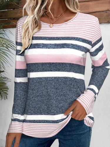 Women Striped Long Sleeve Tee T-shirt Crew Neck Casual Spring/Fall Top, Gray, T-Shirts
Women Striped Long Sleeve Tee T-shirt Crew Neck Casual Spring/Fall Top, Gray, T-Shirts