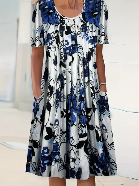 Women's Floral Short Sleeve Summer Printing Dress Crew Neck Daily Casual Midi Fit & Flare Dress H-Line Dress, As picture, Casual Dresses
Women's Floral Short Sleeve Summer Printing Dress Crew Neck Daily Casual Midi Fit & Flare Dress H-Line Dress, As picture, Casual Dresses