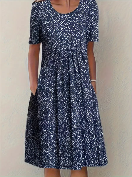 Women's Floral Short Sleeve Summer Printing Dress Crew Neck Daily Casual Midi Fit & Flare Dress H-Line Dress, Purplish blue, Casual Dresses
Women's Floral Short Sleeve Summer Printing Dress Crew Neck Daily Casual Midi Fit & Flare Dress H-Line Dress, Purplish blue, Casual Dresses