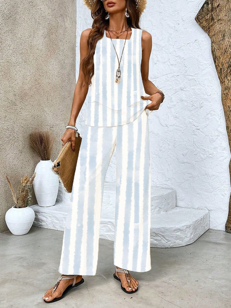 Women's Striped Printing Two-Piece Set Daily Sleeveless Casual Summer Top With Pants Matching Set, As picture, Suit Set
Women's Striped Printing Two-Piece Set Daily Sleeveless Casual Summer Top With Pants Matching Set, As picture, Suit Set