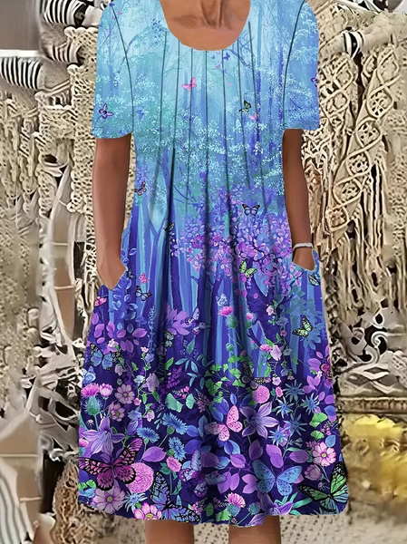 Women's Floral Short Sleeve Summer Printing Dress Crew Neck Daily Casual Midi Fit & Flare Dress H-Line Dress, As picture, Casual Dresses
Women's Floral Short Sleeve Summer Printing Dress Crew Neck Daily Casual Midi Fit & Flare Dress H-Line Dress, As picture, Casual Dresses