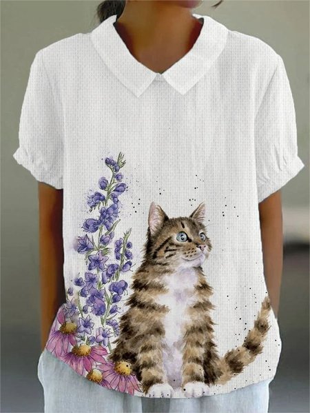 Shawl Collar Half Sleeve Animal Regular Loose Blouse For Women, As picture, Blouses
Shawl Collar Half Sleeve Animal Regular Loose Blouse For Women, As picture, Blouses