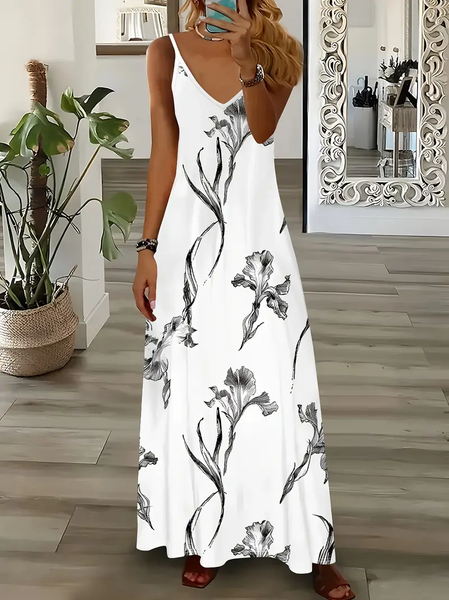 Women Floral Sleeveless Summer Printing Dress V Neck Daily Casual Maxi Slip Dress X-Line Dress, White, Casual Dresses
Women Floral Sleeveless Summer Printing Dress V Neck Daily Casual Maxi Slip Dress X-Line Dress, White, Casual Dresses