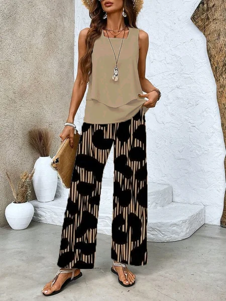 Women Abstract Printing Two-Piece Set Daily Sleeveless Casual Summer Top With Pants Matching Set, As picture, Suit Set
Women Abstract Printing Two-Piece Set Daily Sleeveless Casual Summer Top With Pants Matching Set, As picture, Suit Set